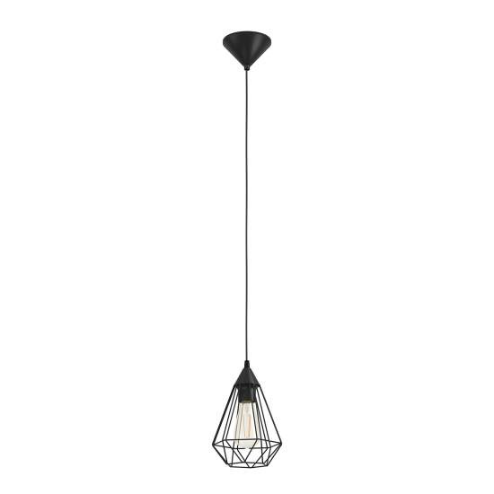 Lampadario A Sospensione Vintage Tarbes Policarbonato Nero Acciaio 1 Luce E27 94187