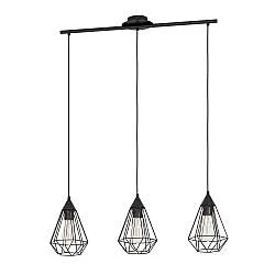 Lampadario A Sospensione Vintage Tarbes Acciaio Nero 3 Luci E27 Regolabile