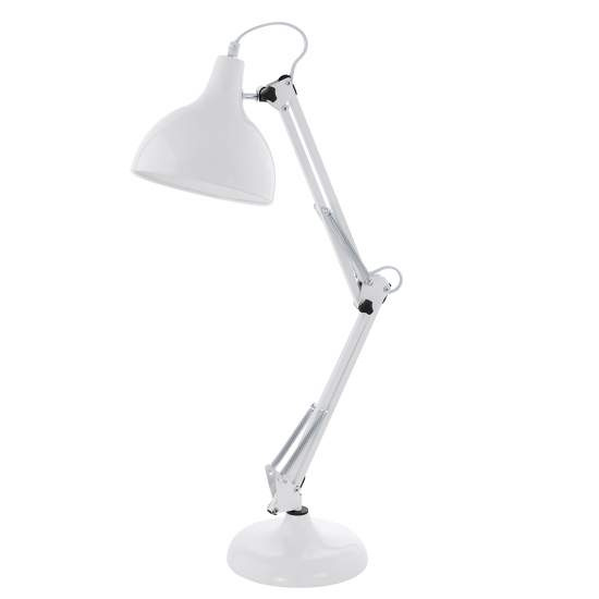 Lampada Da Tavolo Minimal Borgillio Acciaio Bianco 1 Luce E27 94699