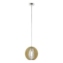 Sospensione Contemporanea Cossano Acciaio Nichel Legno 1 Luce E27