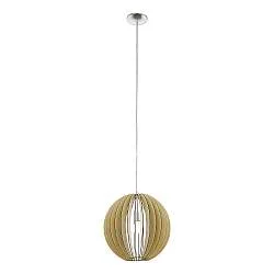 Lampadario A Sospensione Contemporaneo Cossano Acciaio Nichel Legno 1 Luce E27
