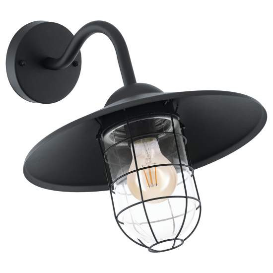 Applique Esterno Classica Melgoa Metallo Nero Vetro Bianco 1 Luce E27 94792