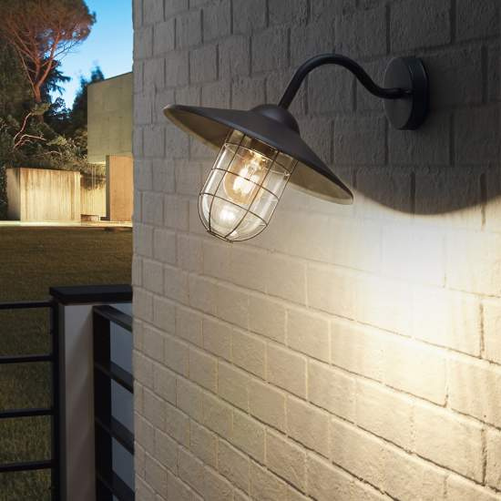 Applique Esterno Classica Melgoa Metallo Nero Vetro Bianco 1 Luce E27 94792
