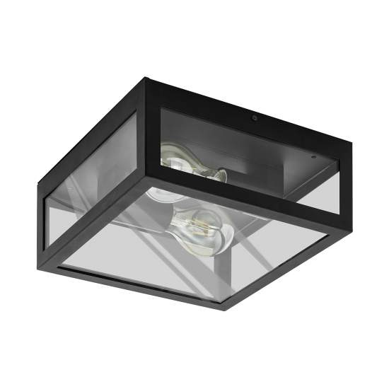 Plafoniera Esterno Contemporaneo Alamonte 1 Acciaio Nero 2 Luci E27 94832