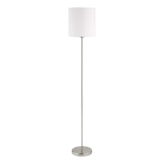 Piantana Moderna Pasteri Acciaio Nichel Satinato Stoffa Bianco 1 Luce E27 Ip20 95164