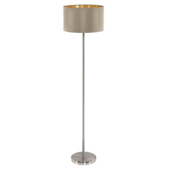 Piantana Contemporanea Maserlo Acciaio Nichel Satinato Tortora 1 Luce E27 Ip20 95171