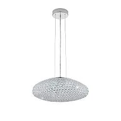 Lampadario A Sospensione Moderno Clemente Acciaio Cromo Cristallo 3 Luci E27
