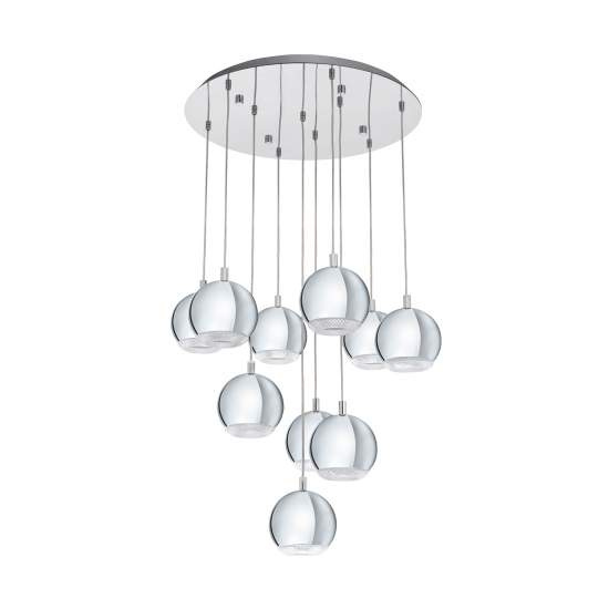 Lampadario A Sospensione Moderno Conessa Acciaio Cromo 10 Luci Gu10 10X3W 95914