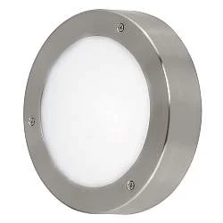 Plafoniera Esterno Moderno Vento 2 Acciaio Argento Policarbonato Bianco Led