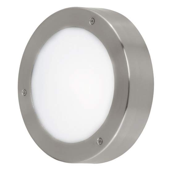 Plafoniera Esterno Moderno Vento 2 Acciaio Argento Policarbonato Bianco Led 96365