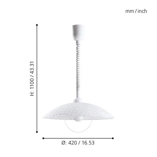 Lampadario A Sospensione Moderno Alvez Policarbonato Bianco Vetro 1 Luce E27 96474