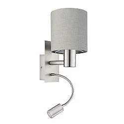 Applique Moderna Pasteri Acciaio Nichel Satinato Stoffa Tortora Luce E27 Ip20
