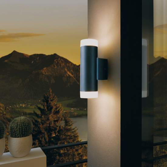 Applique Esterno Moderna Riga-Led Metallo Nero Policarbonato Bianco Led 96505