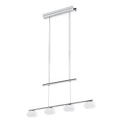 Lampadario A Sospensione Moderno Aleandro 1 Acciaio Cromo Vetro 4 Luci Led 4,5W