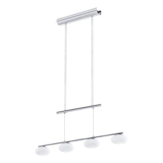 Lampadario A Sospensione Moderno Aleandro 1 Acciaio Cromo Vetro 4 Luci Led 4,5W 96528