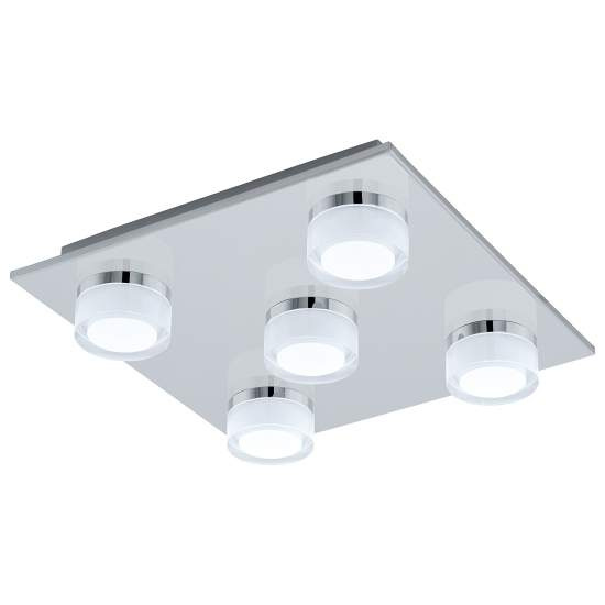 Plafoniera Contemporanea Romendo 1 Acciaio Cromo 5 Luci Led Integrato 5,4W 96544