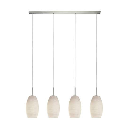 Lampadario A Sospensione Moderno Batista 3 Acciaio Nichel Vetro 4 Luci E27 97587