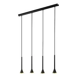 Lampadario Contemporaneo Cortaderas Acciaio Nero Oro 4 Luci Gu10 4,8W