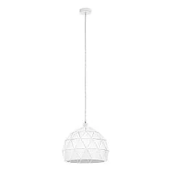 Lampadario A Sospensione Contemporaneo Roccaforte Acciaio Bianco 1 Luce E27 D40