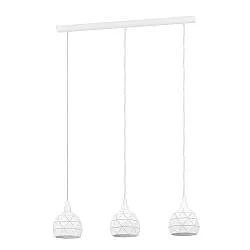 Lampadario A Sospensione Contemporaneo Roccaforte Acciaio Bianco 3 Luci E14