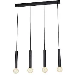Lampadario A Sospensione Contemporaneo Cortenova Acciaio Nero 4 Luci E27