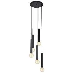 Lampadario A Sospensione Contemporaneo Cortenova Acciaio Nero 5 Luci E27