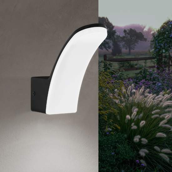 Applique Esterno Contemporanea Fiumicino Alluminio Nero Policarbonato Bianco Led 98148