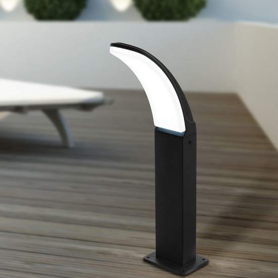 Piantana Esterno Contemporaneo Fiumicino Alluminio Nero Policarbonato Bianco Led 98151