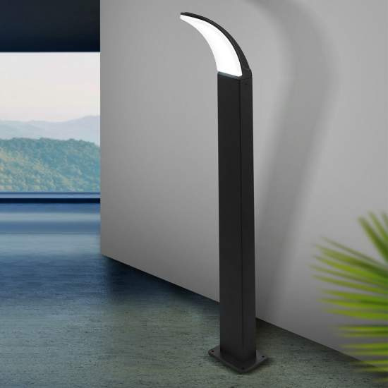 Paletto Esterno Contemporaneo Fiumicino Alluminio Nero Policarbonato Bianco Led 98152