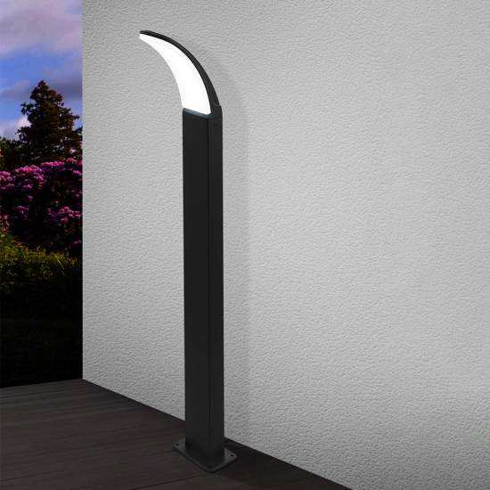Paletto Esterno Contemporaneo Fiumicino Alluminio Nero Policarbonato Bianco Led 98152