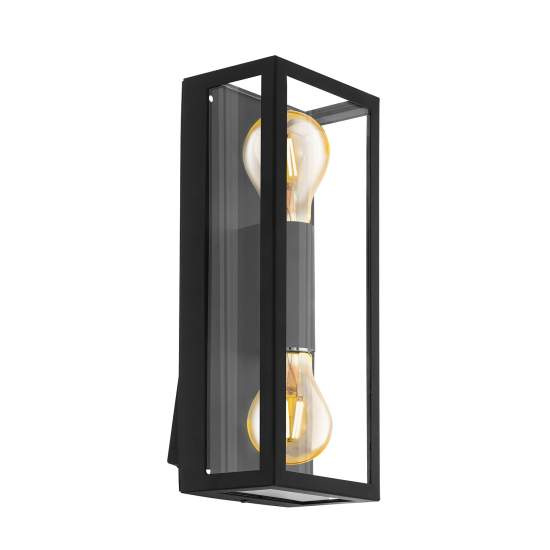 Applique Esterno Contemporanea Alamonte 1 Acciaio Nero 2 Luci E27 98273