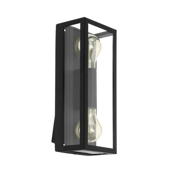 Applique Esterno Contemporanea Alamonte 1 Acciaio Nero 2 Luci E27 98273