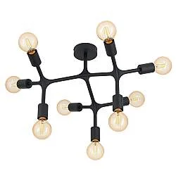 Plafoniera Moderna Bocadella 1 Acciaio Nero 9 Luci E27