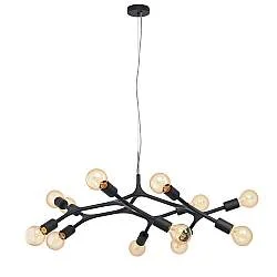 Lampadario A Sospensione Moderno Bocadella Acciaio Nero 12 Luci E27