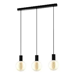 Lampadario A Sospensione Contemporaneo Pozueta Acciaio Nero 3 Luci E27