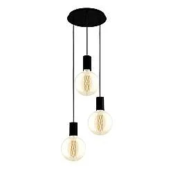 Lampadario A Sospensione Contemporaneo Pozueta Acciaio Nero 3 Luci E27 D33