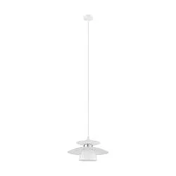 Lampadario A Sospensione Moderno Brenda Acciaio Bianco Nichel 1 Luce E27