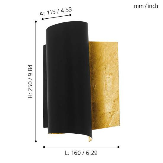 Applique Moderna Falicetto Acciaio Nero 1 Luce E27 98759