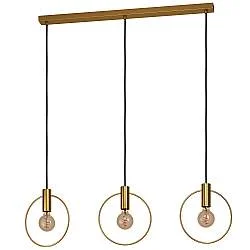 Lampadario A Sospensione Contemporaneo Manizales Acciaio Ottone 3 Luci E27