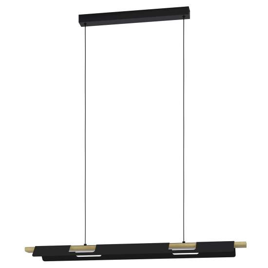 Lampadario A Sospensione Contemporaneo Ermua Acciaio Nero Legno 1 Luce Led 27W 98836