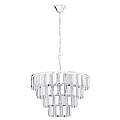 Lampadario A Sospensione Moderno Erseka Acciaio Cromo Cristallo 7 Luci E14 99094