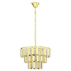 Lampadario A Sospensione Moderno Erseka Acciaio Ottone Cristallo 5 Luci E14