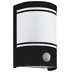 Applique Esterno Contemporanea Cerno Metallo Nero Vetro Bianco Luce