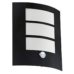 Applique Esterno Sensore Contemp City Metallo Nero Policarbonato Bianco E27
