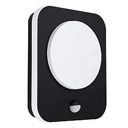 Applique Esterno Moderna Madriz Alluminio Nero Policarbonato Bianco Led