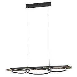 Lampadario A Sospensione Moderno Boyal Acciaio Nero Legno 2 Luci Led 12,5W
