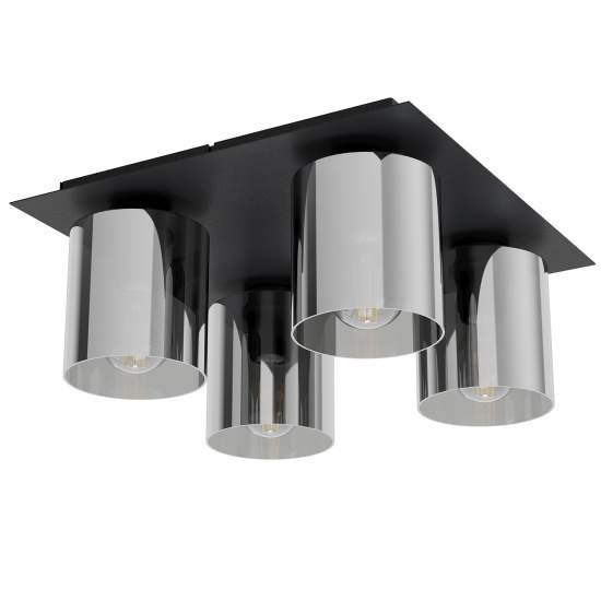 Plafoniera Moderna Gorosiba 1 Acciaio Nero 4 Luci E27 99632