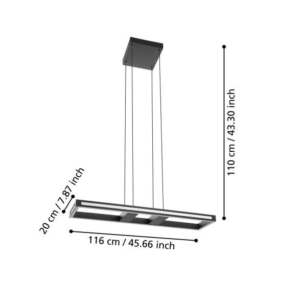 Sospensione Contemporanea Salvilanas-Z Alluminio Nero 1 Luce Led 21W 2700Lm 99678