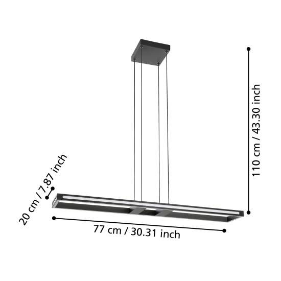 Sospensione Contemporanea Salvilanas-Z Alluminio Nero 1 Luce Led 33W 99681