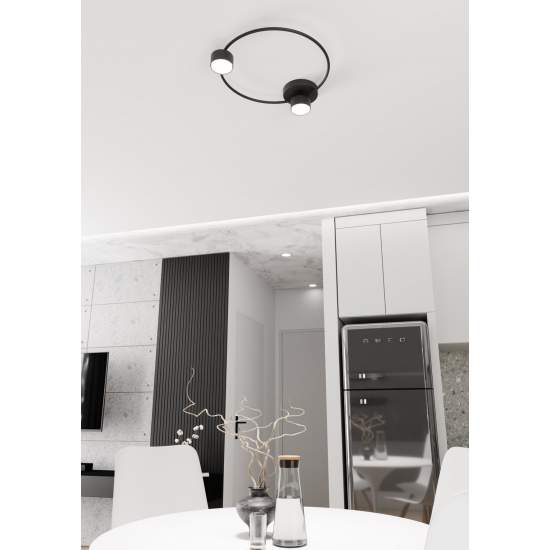 Plafoniera Moderna Zeus Acciaio Nero 2 Luci Gx53 Ip20 LA0001-EB-2-NR